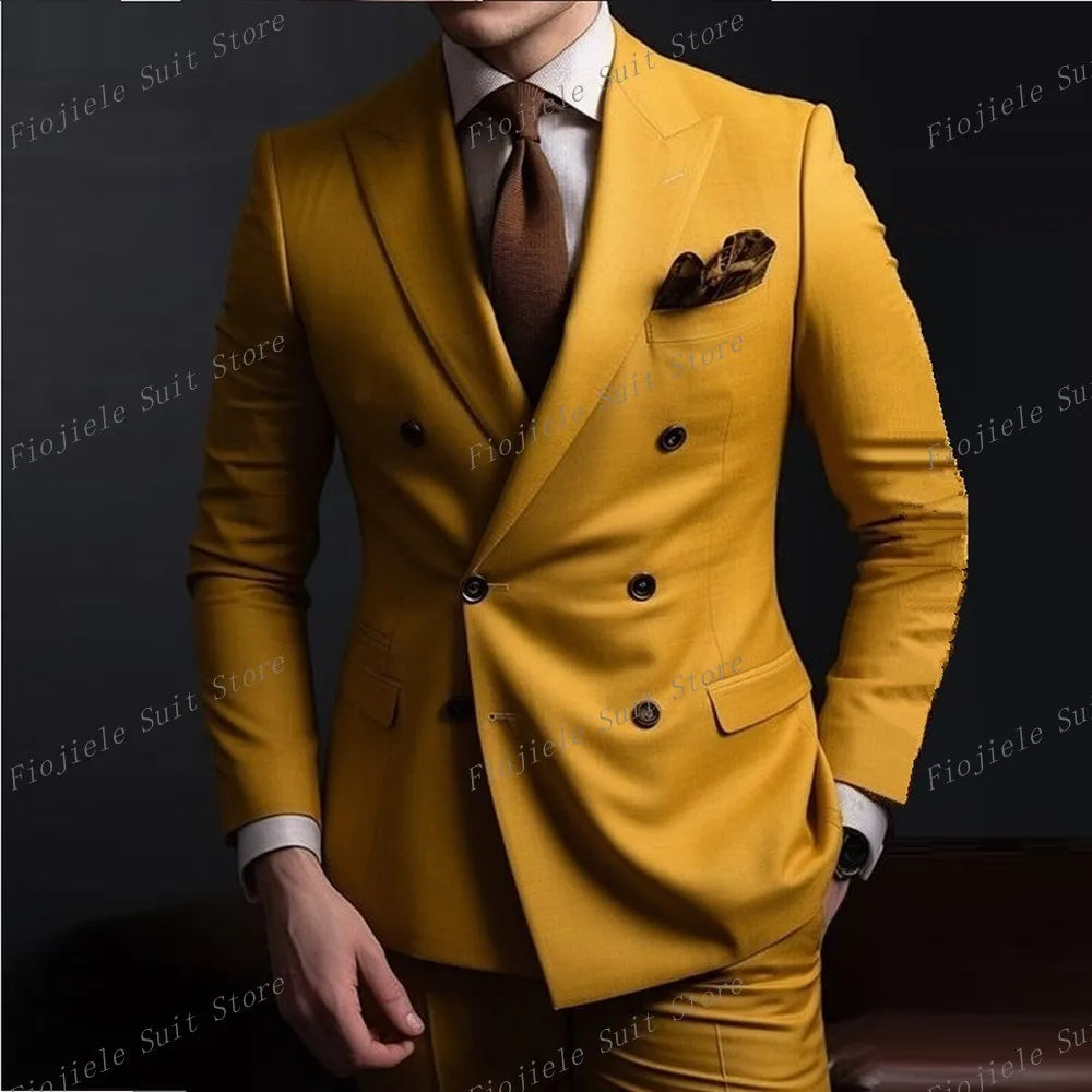 Men Business Formal Occasion Tuxedos Suit 2 Piece Set Blazer Pants