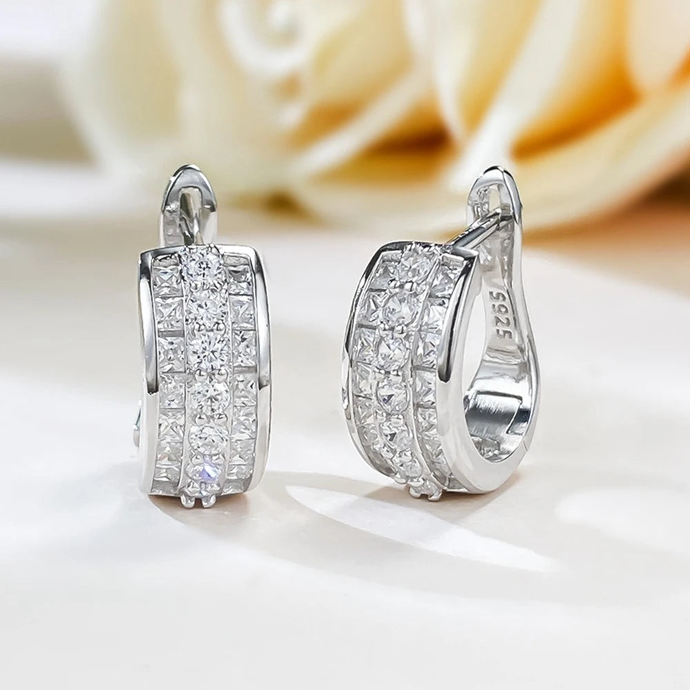 Sapphire Ruby High Carbon Diamond Gems Hoop Earrings for Women 100% 925 Sterling Silver Fine Jewelry