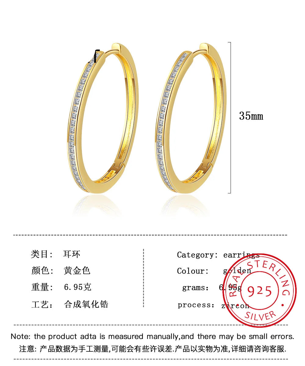 Princess Cut Moissanite Diamond Hoop Earring 925 Sterling Silver 18k Gold Sparkling Fine Jewelry