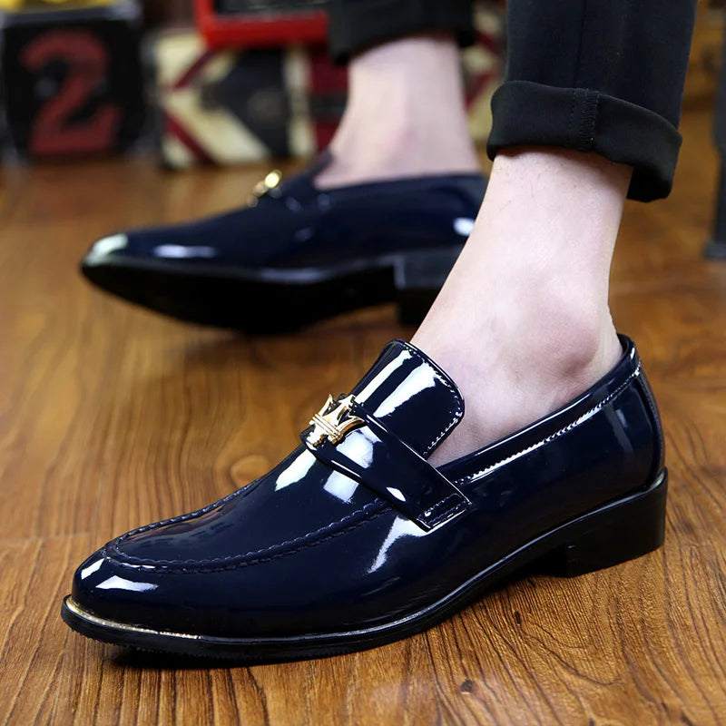 Italian Social Leather Loafers Slip-on Pointed Toe Shoes for Men