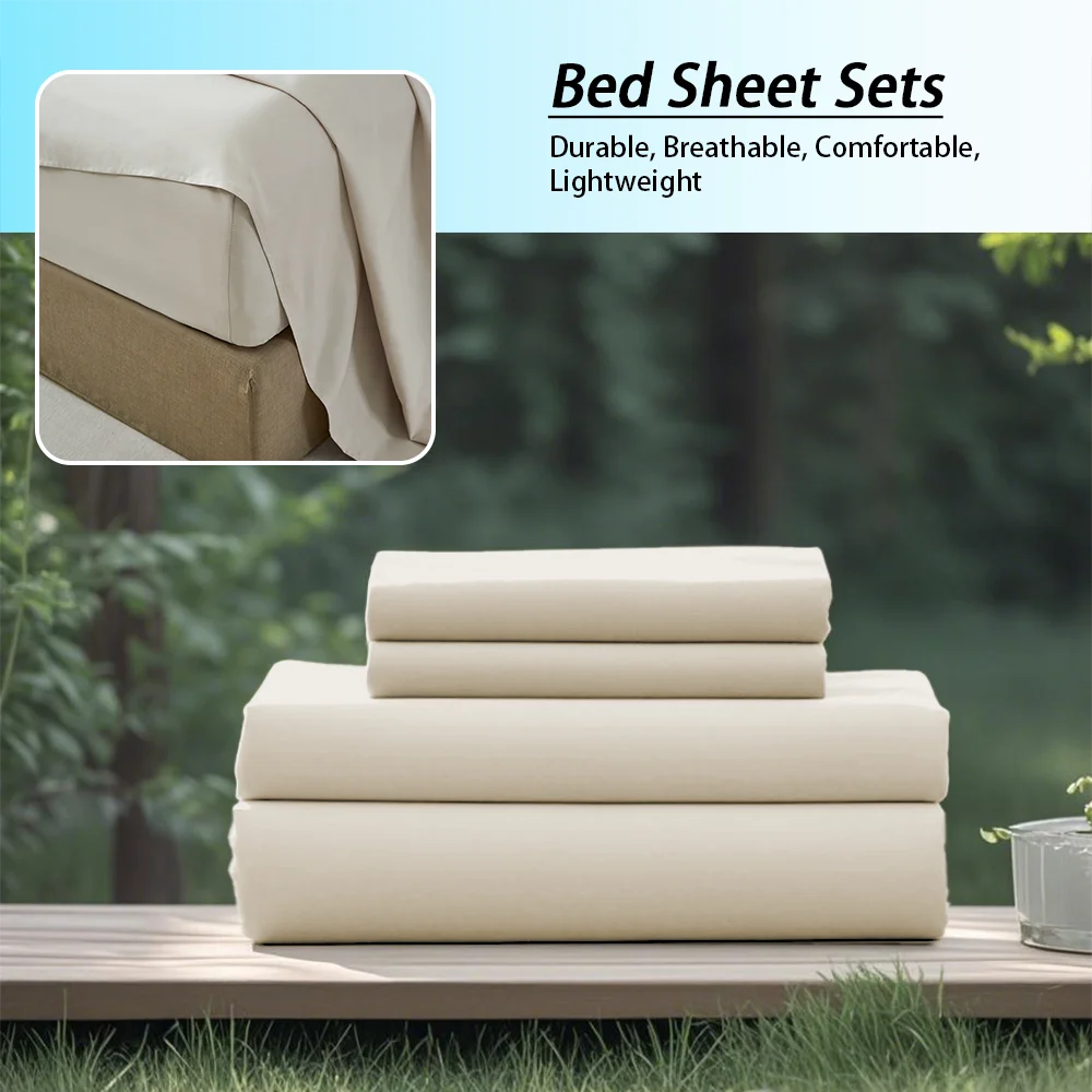 3/4Pcs Soft all seasons bedding set,1 fitted sheet, 1 flat sheet, 1/ 2 pillowcases