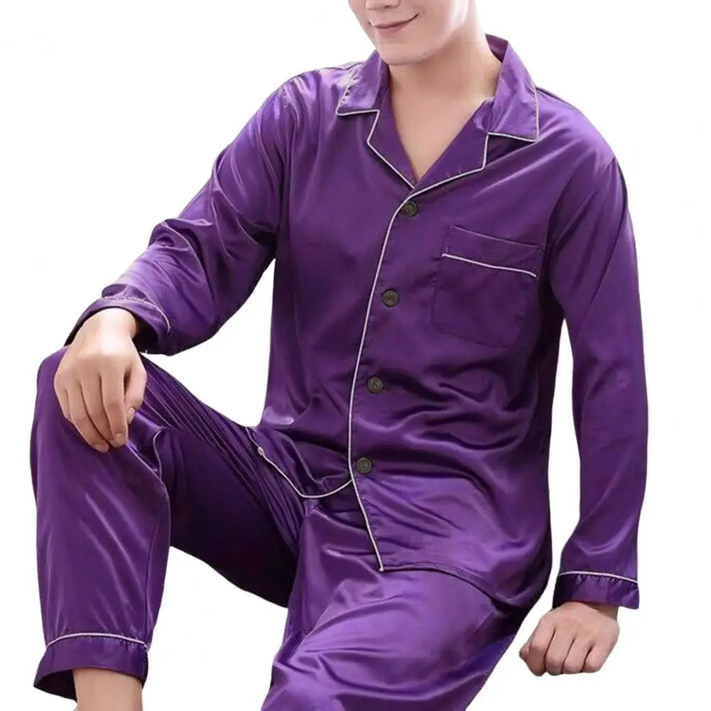 Pajama Sets For Men's Satin Silk