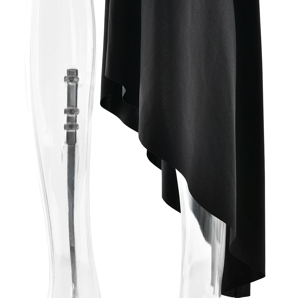 Irregular Round Neck Ruched Ribbon Women Dress
