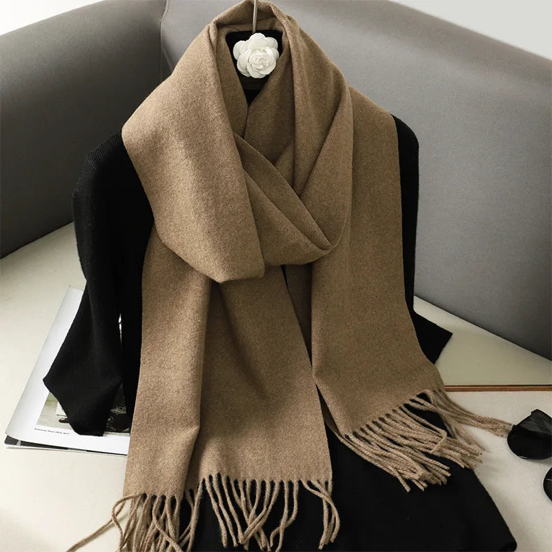 Color Solid Women Winter Scarf Warm Thicken Cashmere Shawl