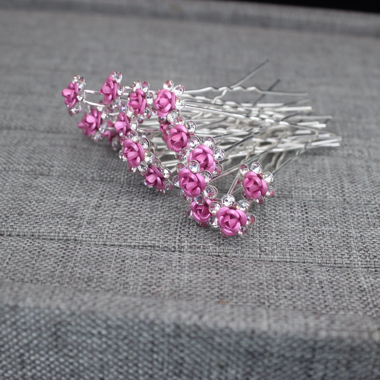 20PCS Rose Flower Rhinestone Hair Clips Crystal Hair Pins for Bridal Wedding Party Daily Hair Jewelry Accessories
