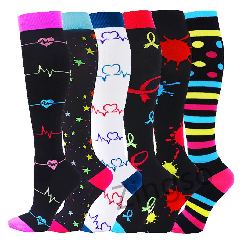 3/67 Pair Compression Stocking Women Men Knee High 30mmHg Edema Diabetes Varicose Veins Running Travel Sport Compression Socks