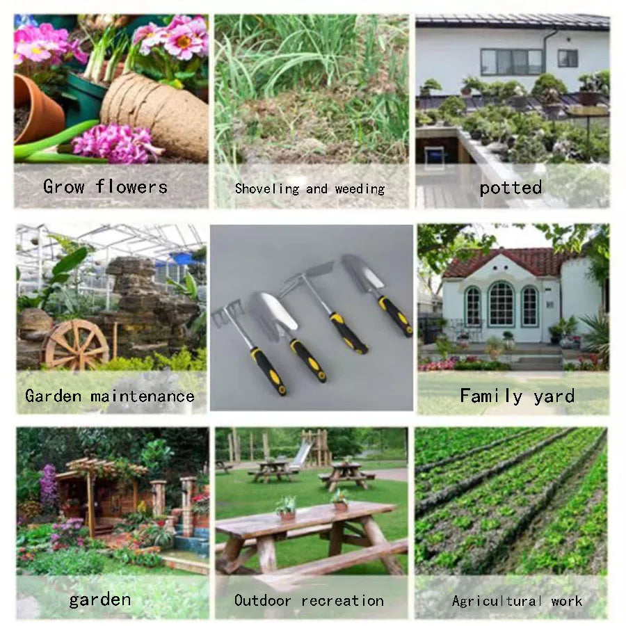 Tree Planting 4-piece Outdoor Tools Hoe Spade Dual-purpose Gardening Digging & Weeding Tool Small Shovel Potted Plant