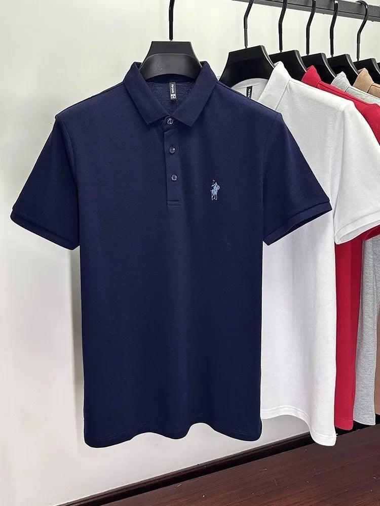 100% Cotton Breathable Short Sleeve Men's T-shirts Men Luxury Embroidery Relaxed POLO Shirt