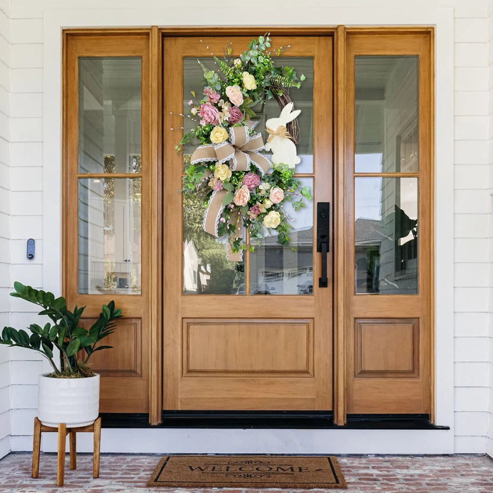 Easter Front Door Spring Cross Wreath