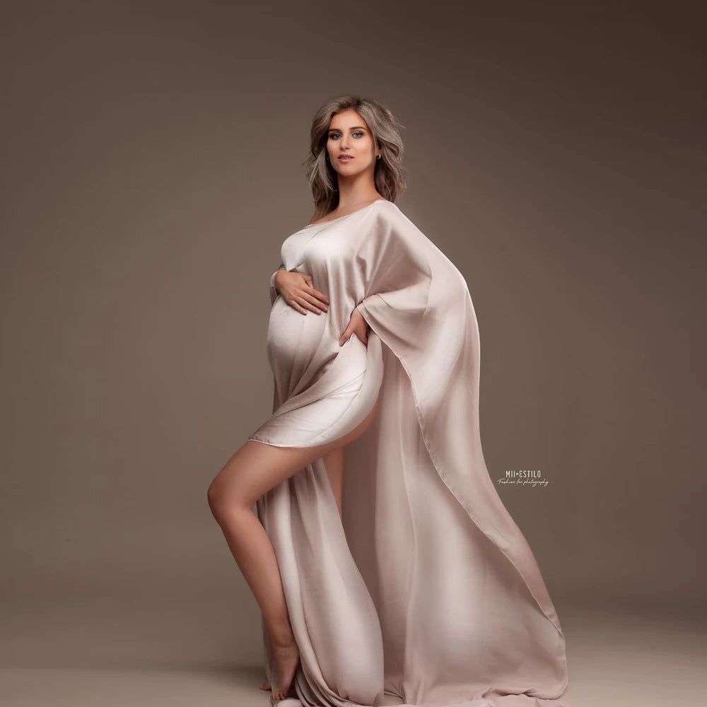 Silk Gown Maternity Photography Dress Chiffon Cloak