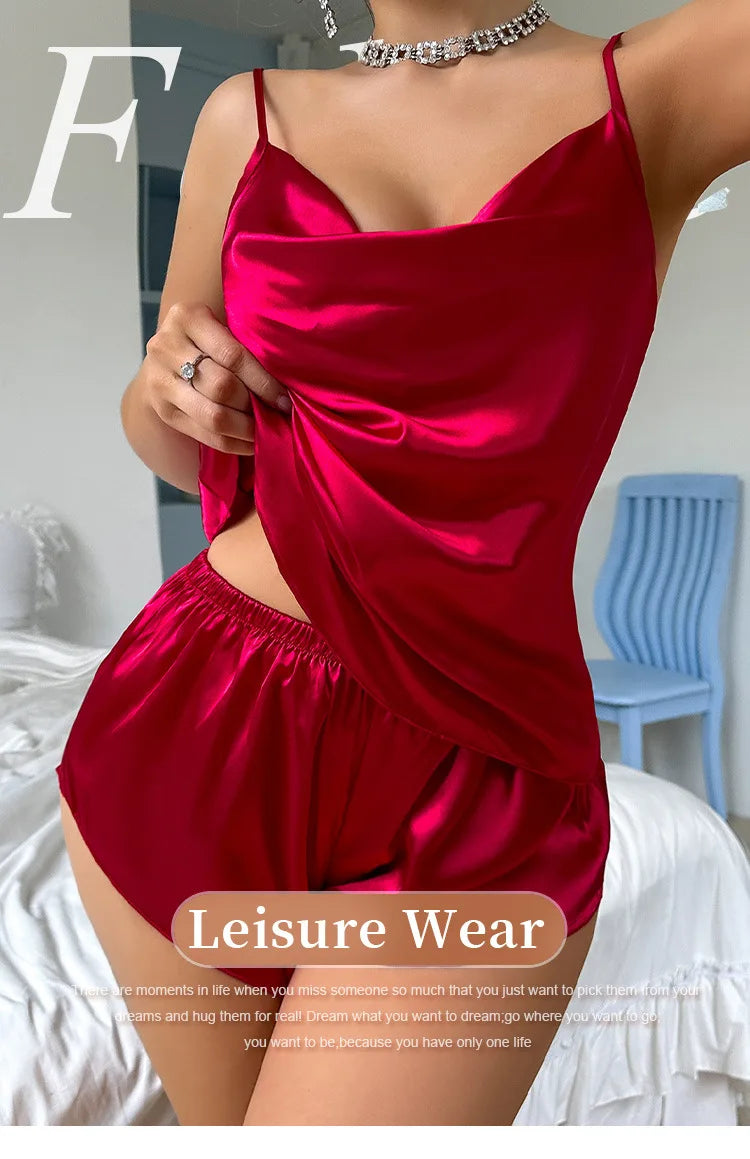 Luxury Silk Women Sleepwear Two-piece Set