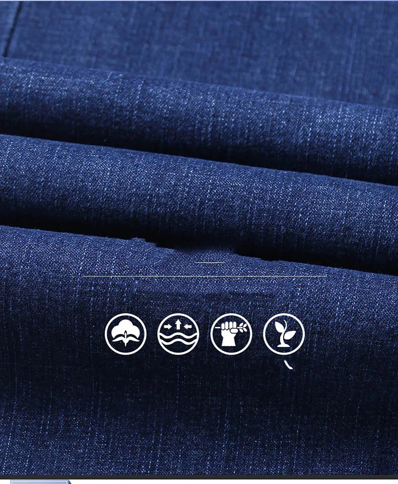 Men Light Luxury Stretch Slim Fit Comfortable Soft Pants Straight Casual Denim Trousers
