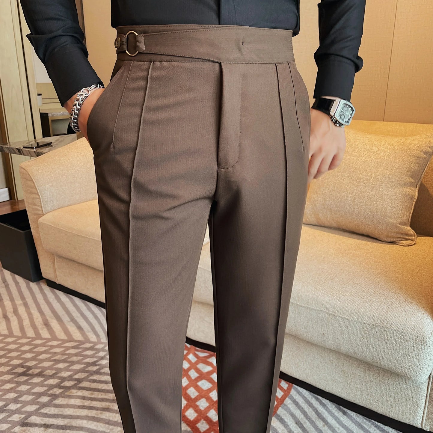Men's High Waist Suit Pants