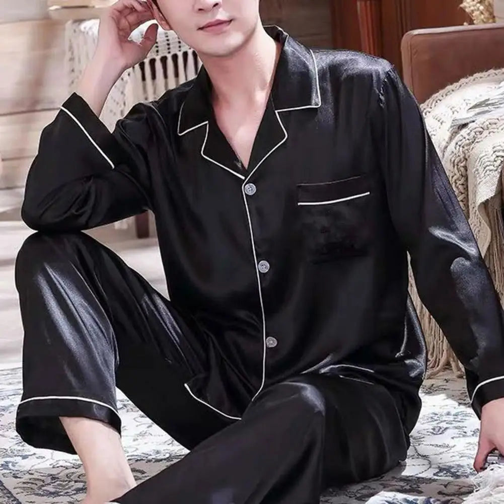 Pajama Sets For Men's Satin Silk
