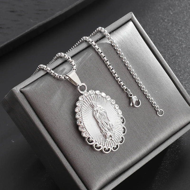 Unisex Virgin Mary Blessing Necklace Pendant