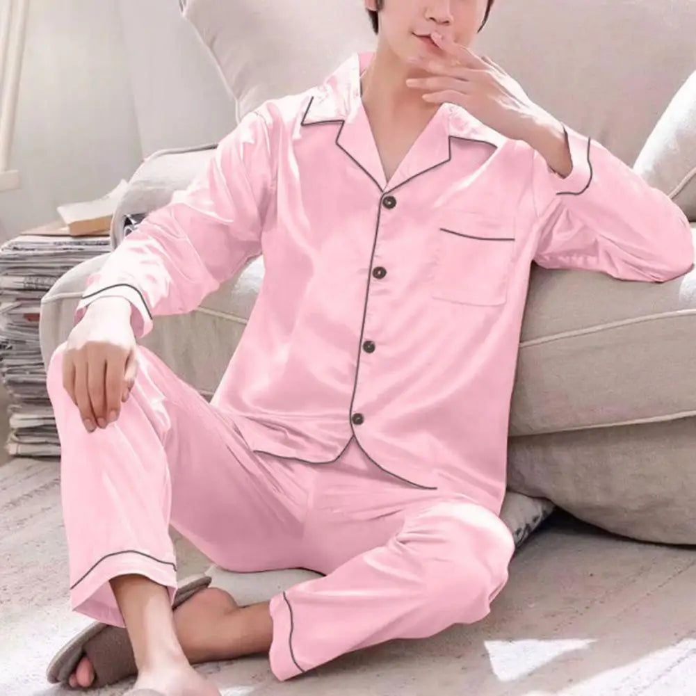 Pajama Sets For Men's Satin Silk