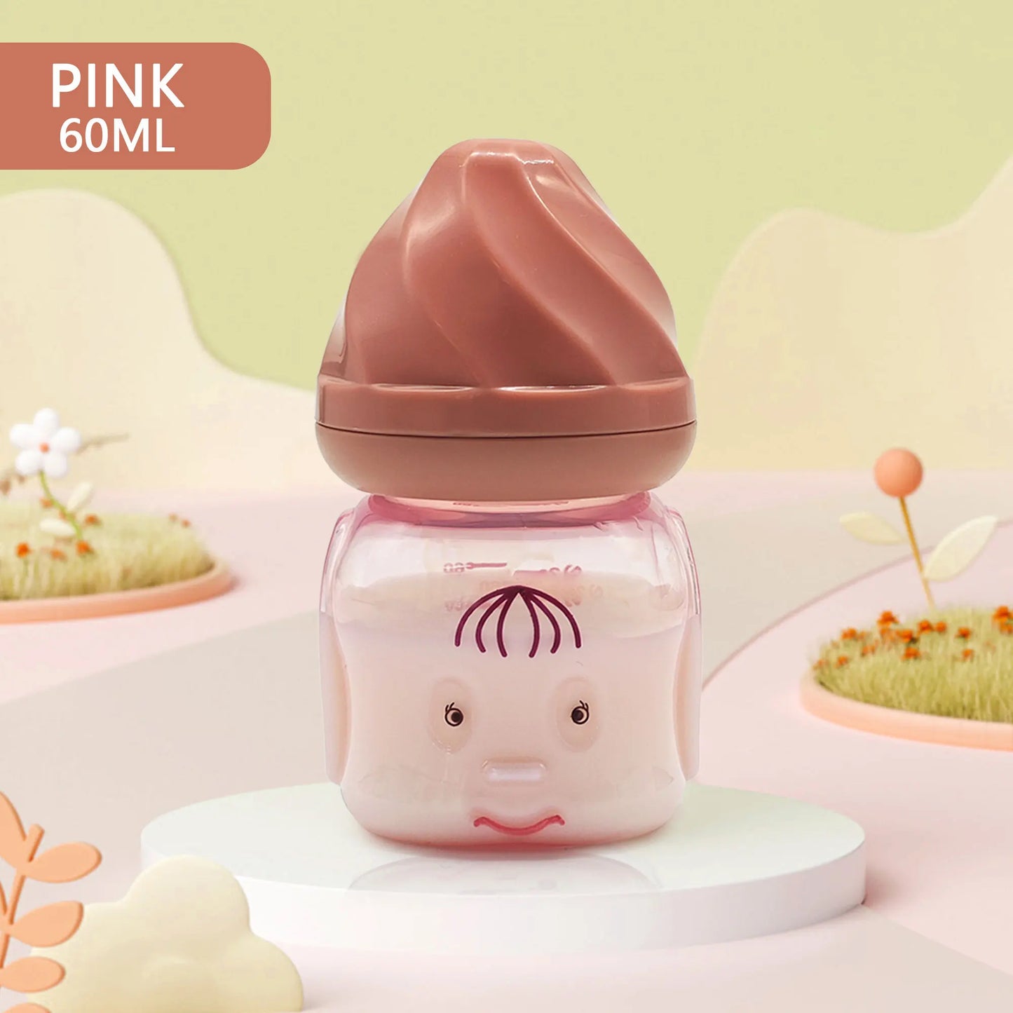 0-6 months newborn baby mini bottle, 60ml creative small windmill, fall-proof and anti-colic PP bottle, BPA-free