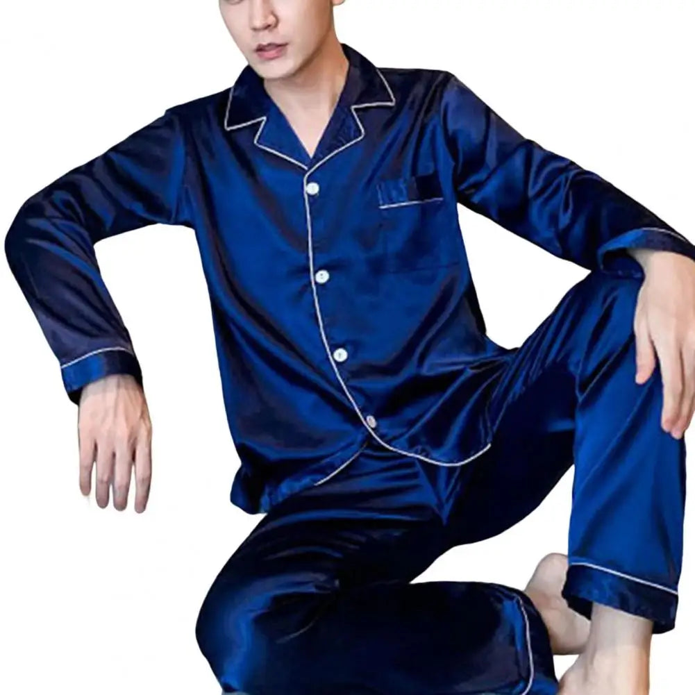 Pajama Sets For Men's Satin Silk
