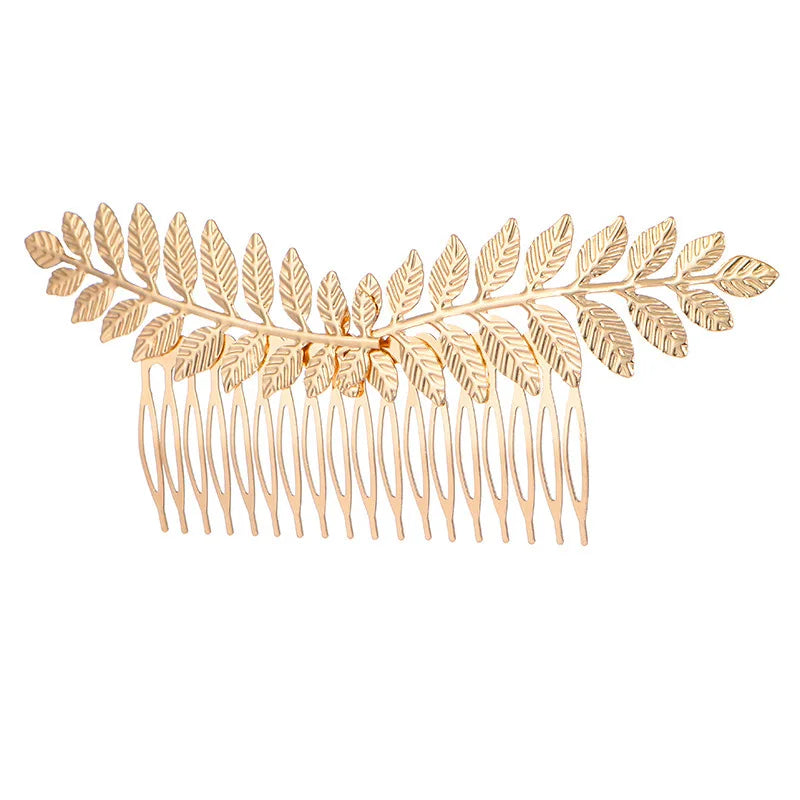 European and American new fashion personality golden leaf pearl headband bridal crown baroque party headgear
