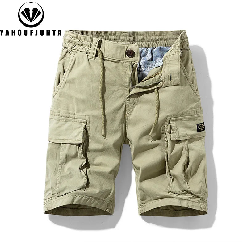Men's Summer Outdoor Leisure Soft Cotton Shorts Drawstring Buttons