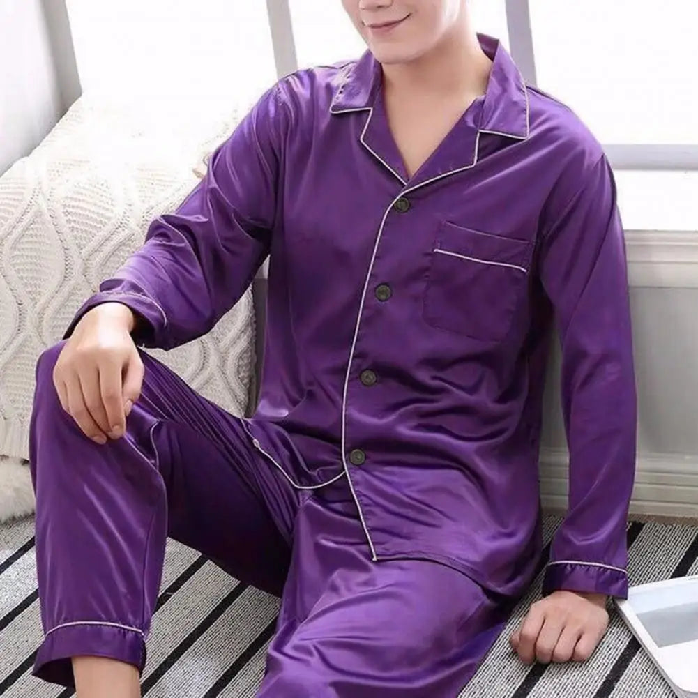 Pajama Sets For Men's Satin Silk