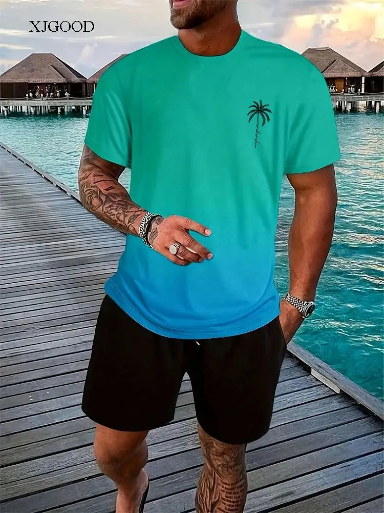 Soft and comfortable Beach Short Sleeved Shirt with Casual Short Set