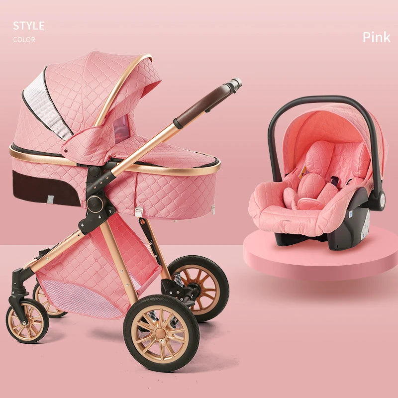 Luxury Baby Stroller 3 in 1 High Landscape Portable Infant Carrier w Car Seat