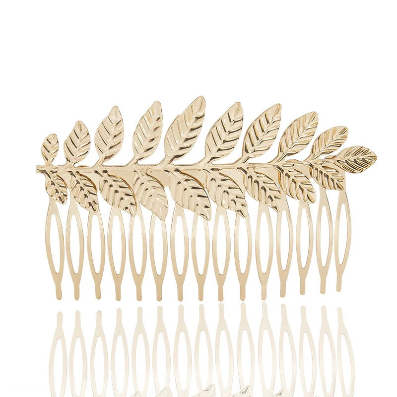 European and American new fashion personality golden leaf pearl headband bridal crown baroque party headgear