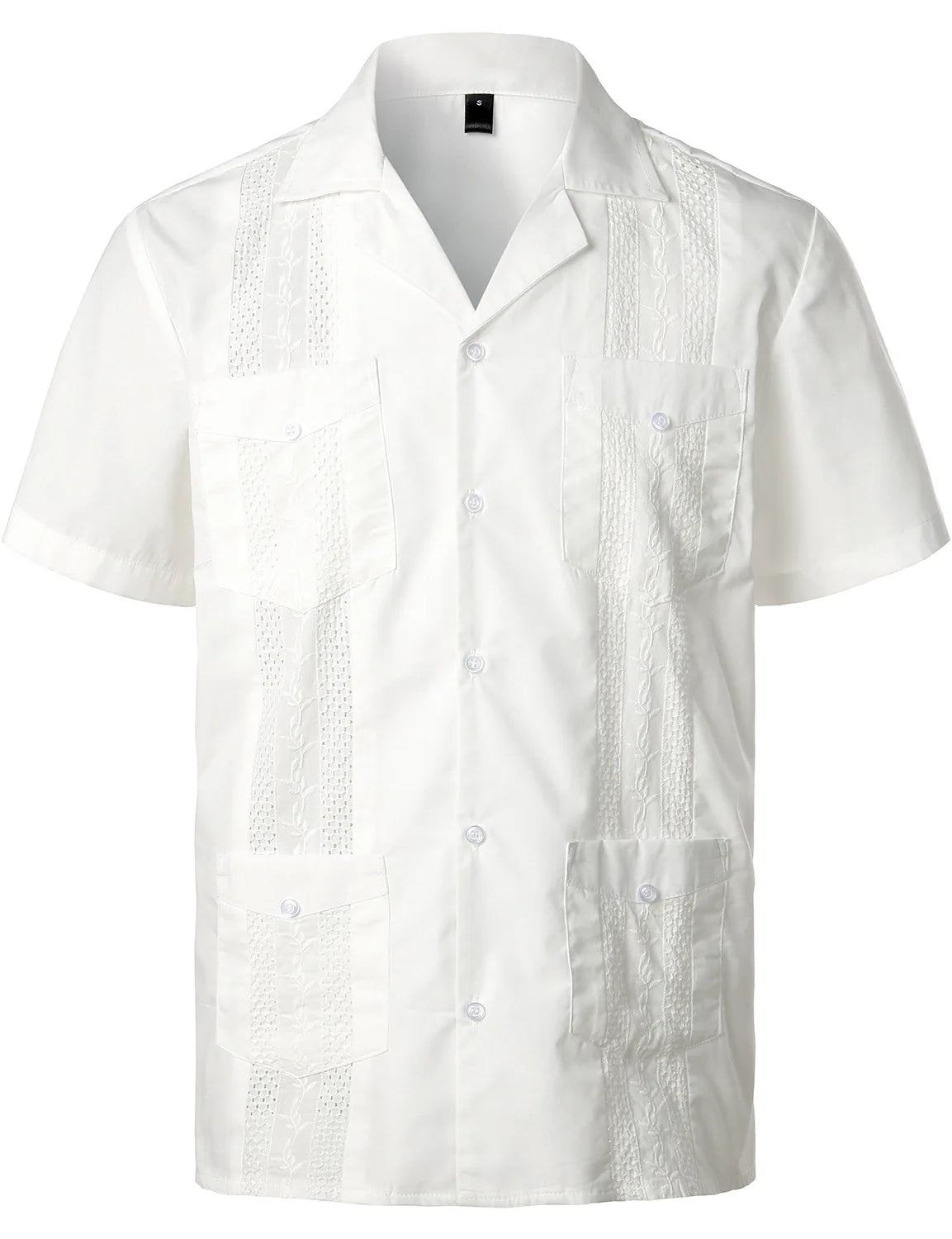 Men's Cuban Shirts Multiple Pockets Lapel Short Sleeves Cardigan