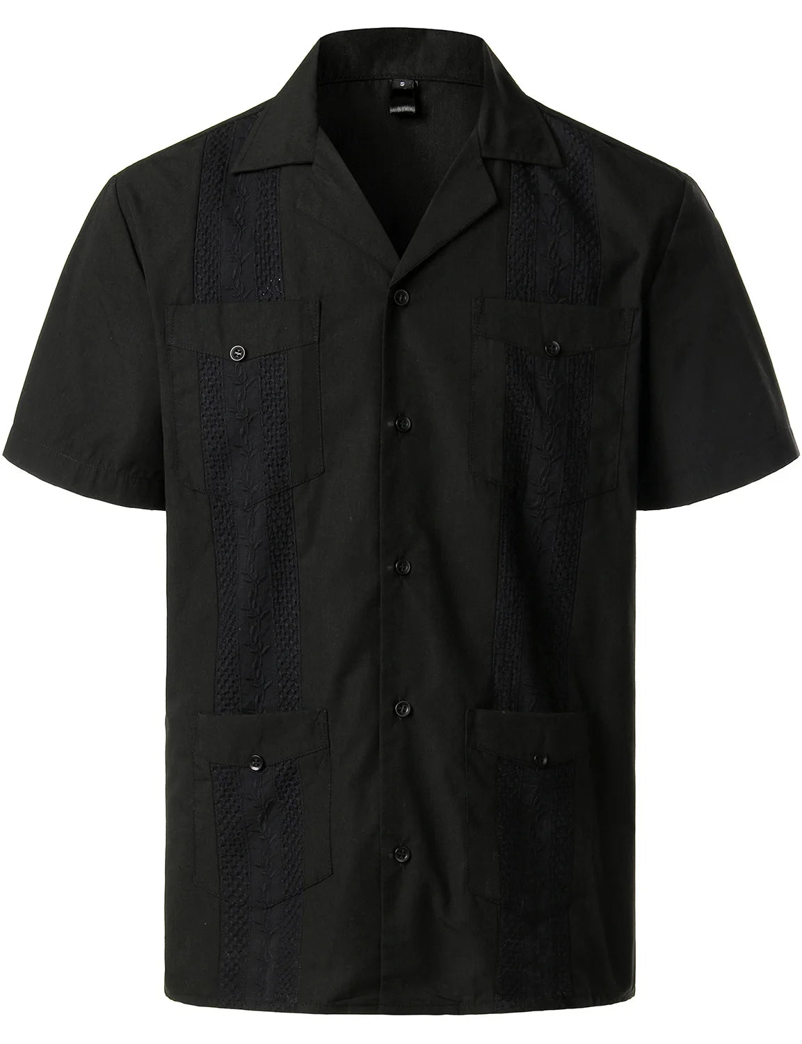 Men's Traditional Cuban Collar Guayabera Shirts Short Sleeve Embroidered w 4 Pockets