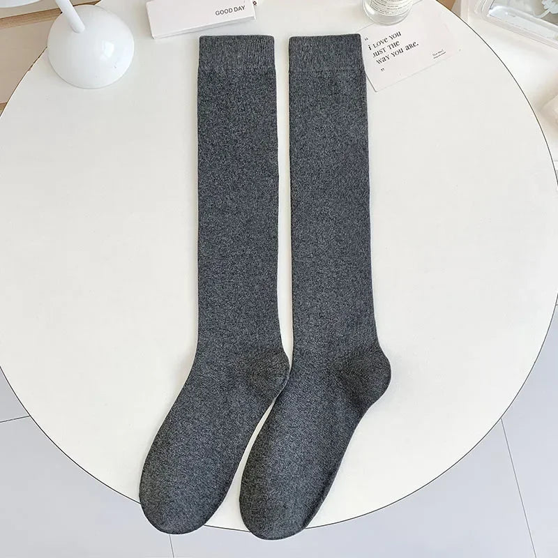 Women Stockings College Style Knitted Cotton Knee Socks