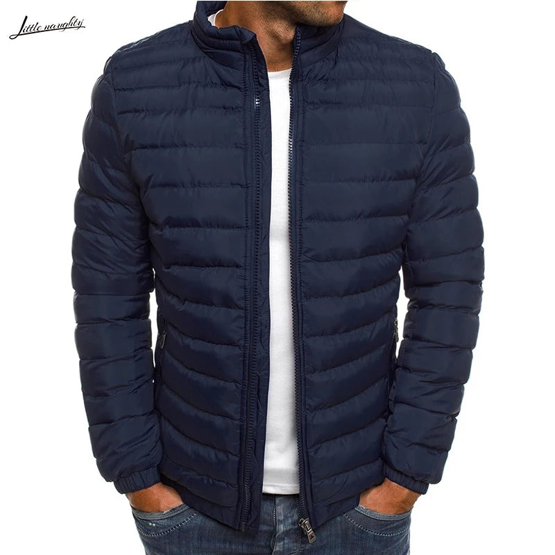 Men's Parkas Solid Hooded Cotton Coat Jacket Warm Autumn Winter