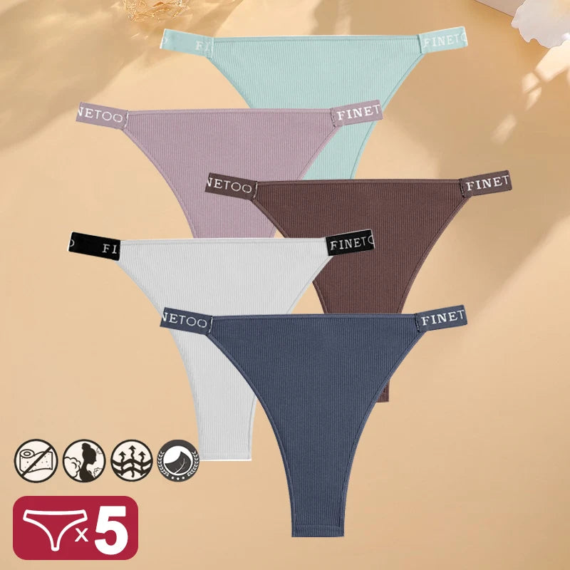 5PCS/Set Cotton Panties Briefs Women Underpants Sexy Thong