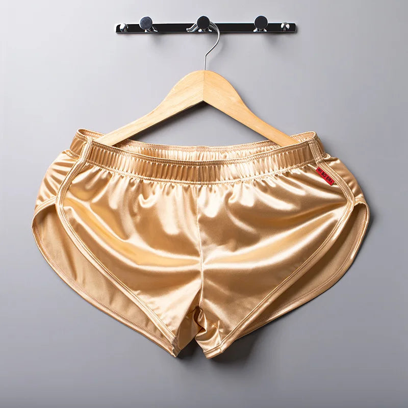 1 PCS Men's Sexy Pajamas Boxer Shorts Smooth Silk Underwear