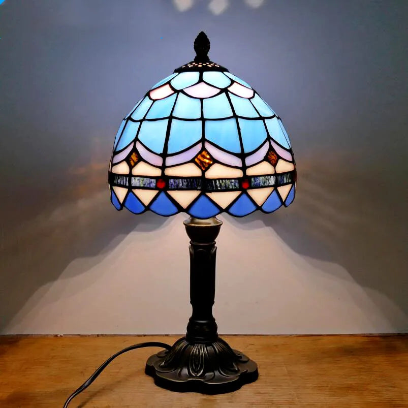 Mediterranean Baroque Retro Style Stained Colorful Handmade Glass Table Lamp E27