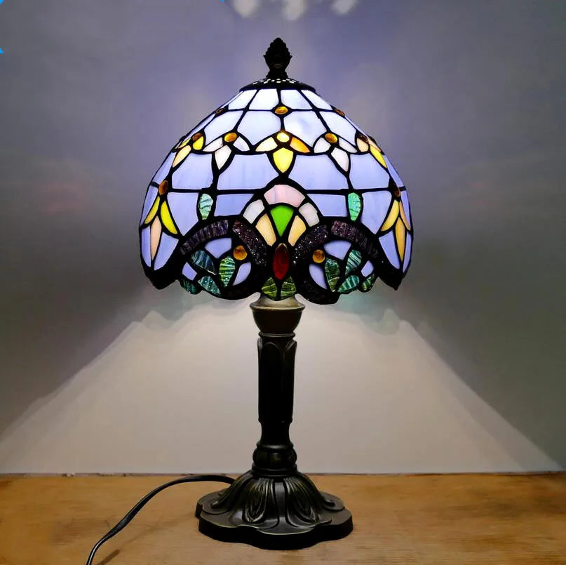 Mediterranean Baroque Retro Style Stained Colorful Handmade Glass Table Lamp E27