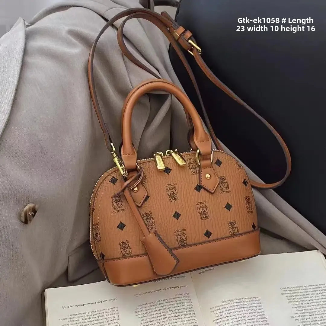 Fashionable Versatile Women's Handbag Shoulder Bag Soft Polyester Fiber Lining Zipper Closure