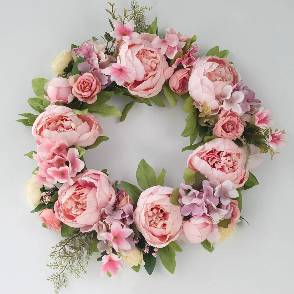 Home Decor Artificial Peony Front Door Wreath