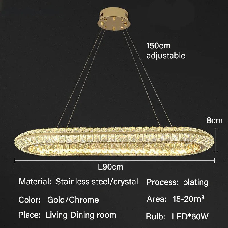 Luxury Crystal LED Pendant Indoor Chandelier Light Villa Living Dining Room Bedroom Hotel