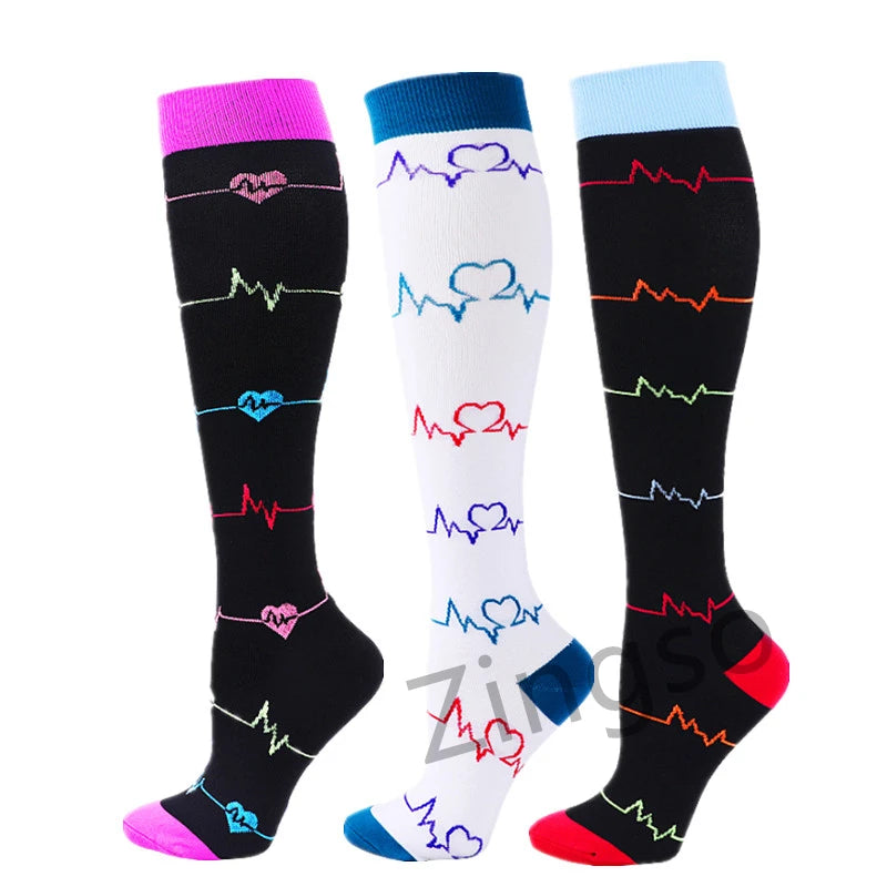 3/67 Pair Compression Stocking Women Men Knee High 30mmHg Edema Diabetes Varicose Veins Running Travel Sport Compression Socks