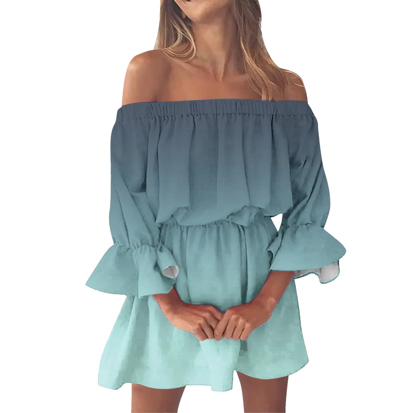 Elegant Summer Print Off Shoulder Dress for Women
