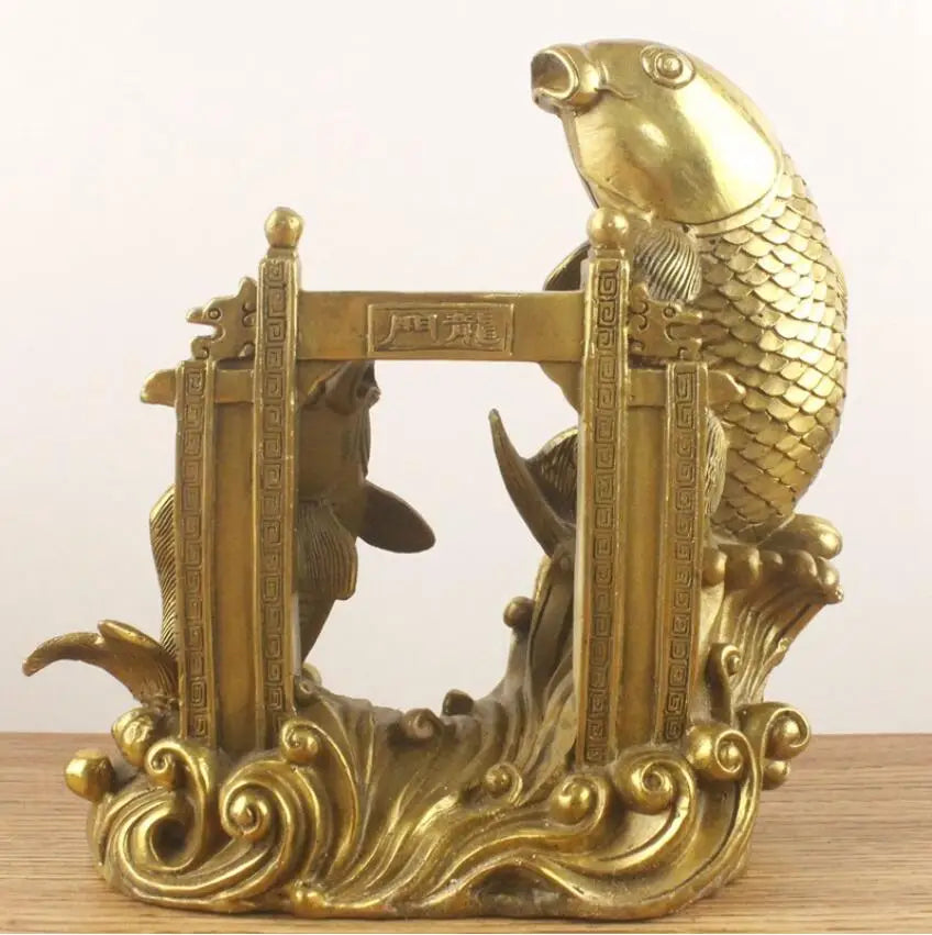 Copper Fish Leaping Dragon Gate Decoration Copper Feng Shui Home Decoration Carp Leaping Dragon Gate Metal Crafts