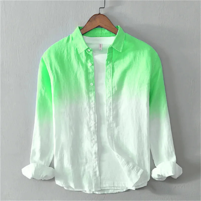 Spring and Autumn Casual Collar Shirt Long Sleeve 3D Printed Light Color XS-6XL