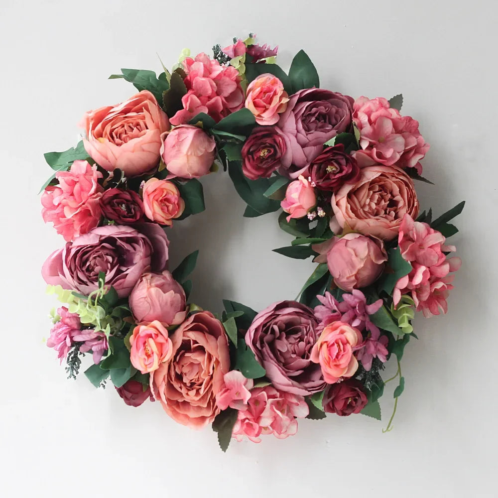 Home Decor Artificial Peony Front Door Wreath