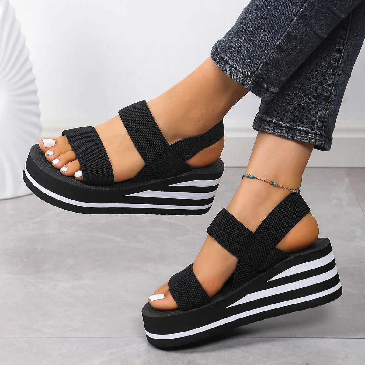 Women Lightweight Thick Sole Wedge Sandals