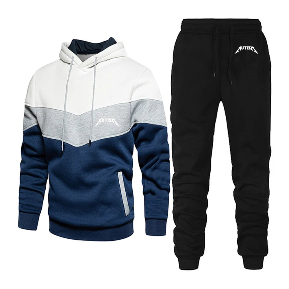 Spring Autumn Men's High Quality Long Sleeve Hooded + Leisure Pants