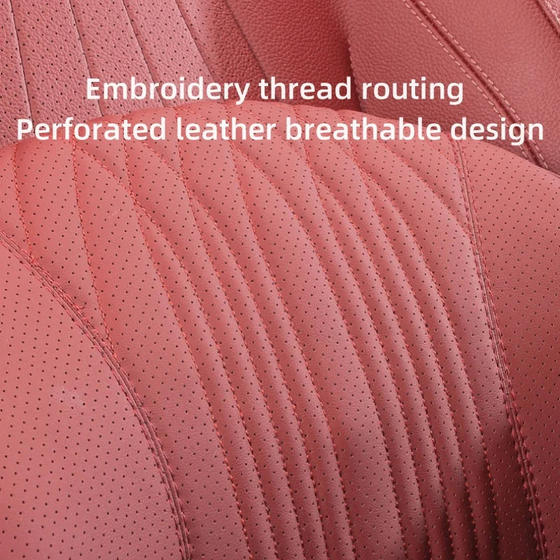 Memory Foam Car Lumbar Support Cushion Breathable Leather Seat Protection Neck Pillow Universal Car Seat Rest Pillow Accessories