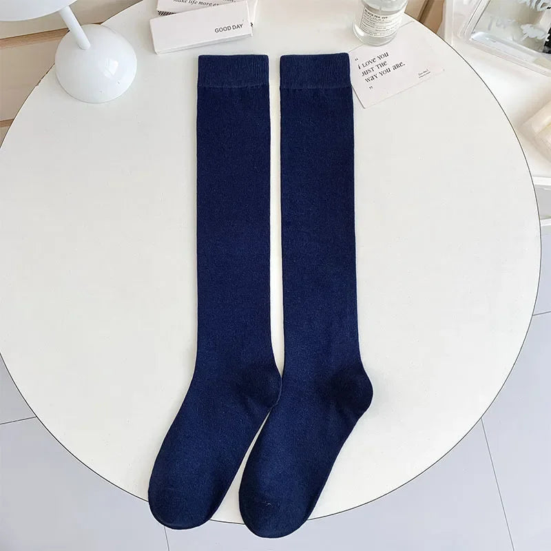 Women Stockings College Style Knitted Cotton Knee Socks