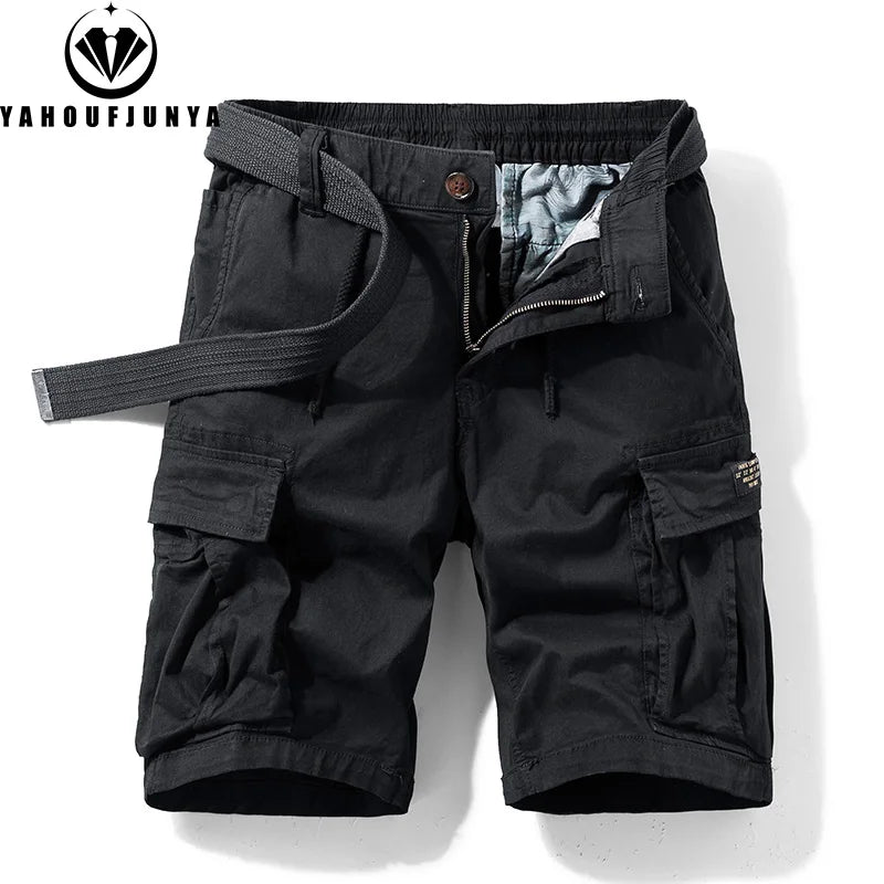 Men's Summer Outdoor Leisure Soft Cotton Shorts Drawstring Buttons