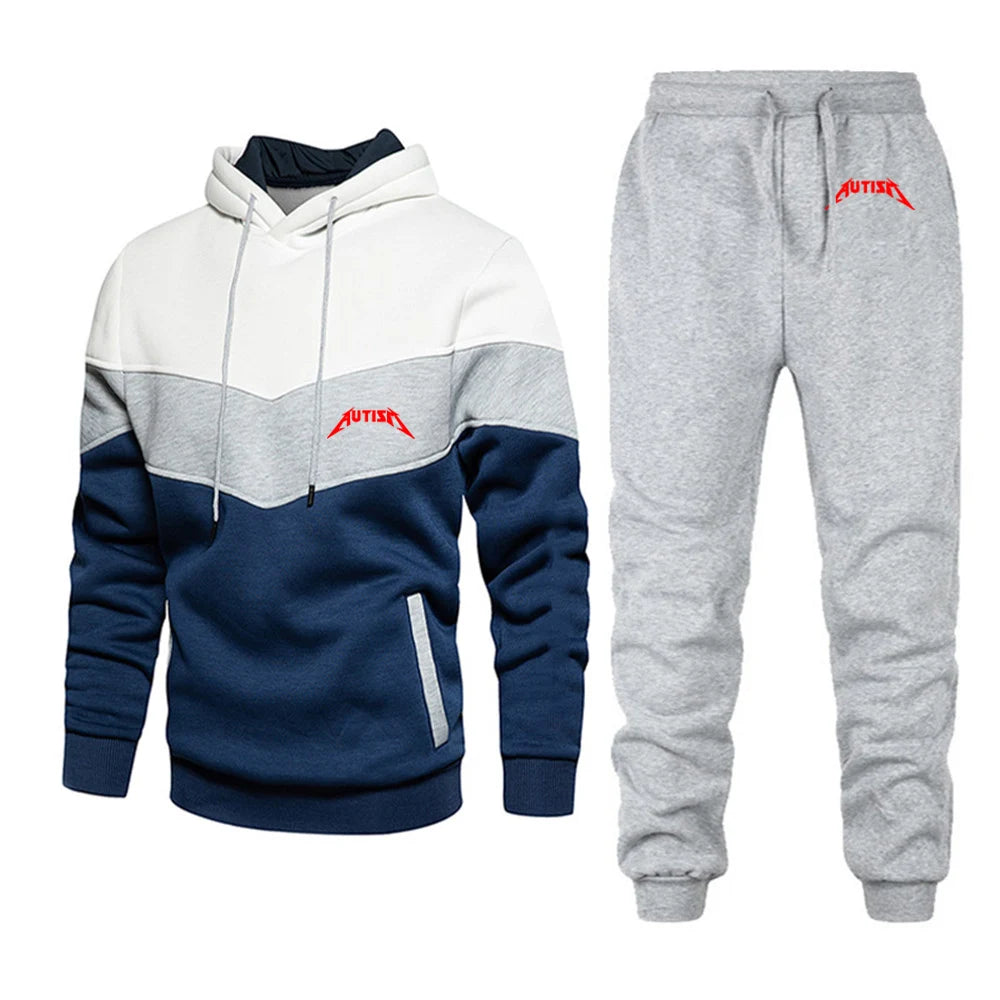 Spring Autumn Men's High Quality Long Sleeve Hooded + Leisure Pants
